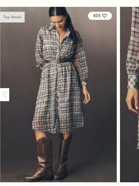 NWT Anthropologie En Saison Briar Long-Sleeve Midi Shirt Dress